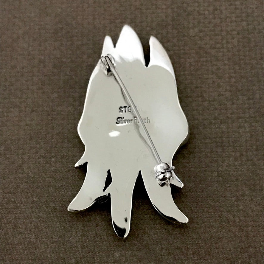 Sturt Pea Brooch- enamel, sterling silver