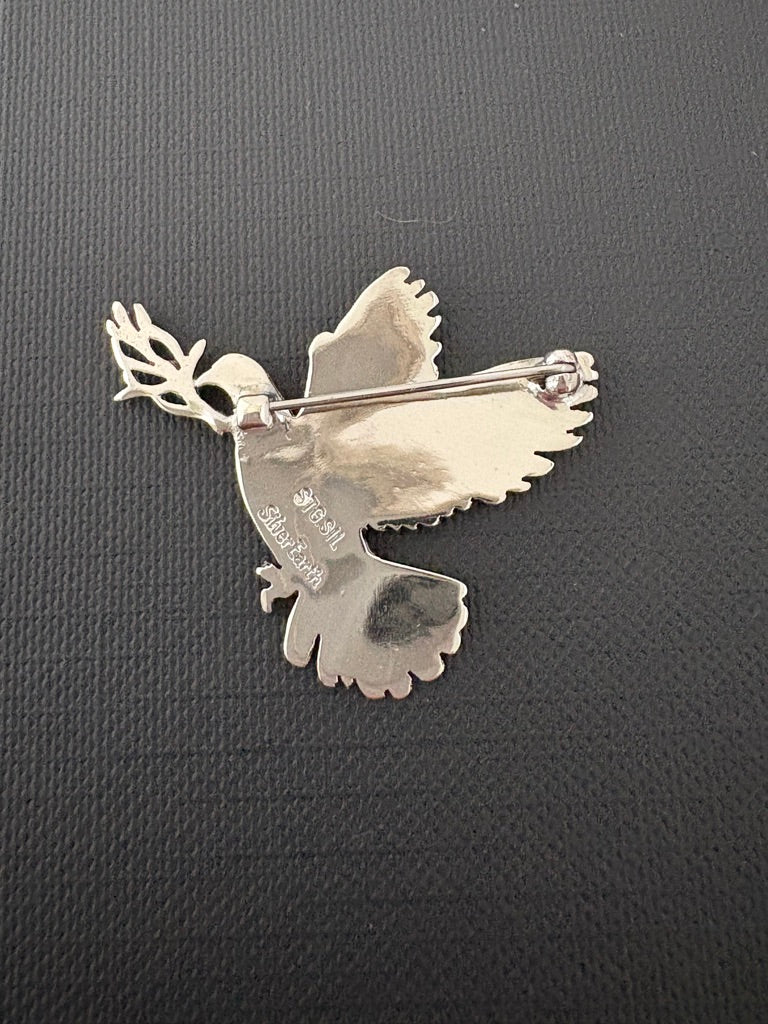 Peace Dove Brooch/ Pendant- solid Sterling Silver 36mm