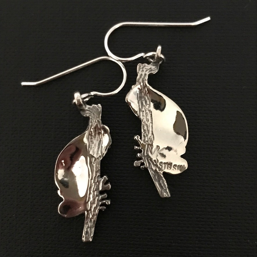 Frog hanging earings - sterling silver 30mm plus hook