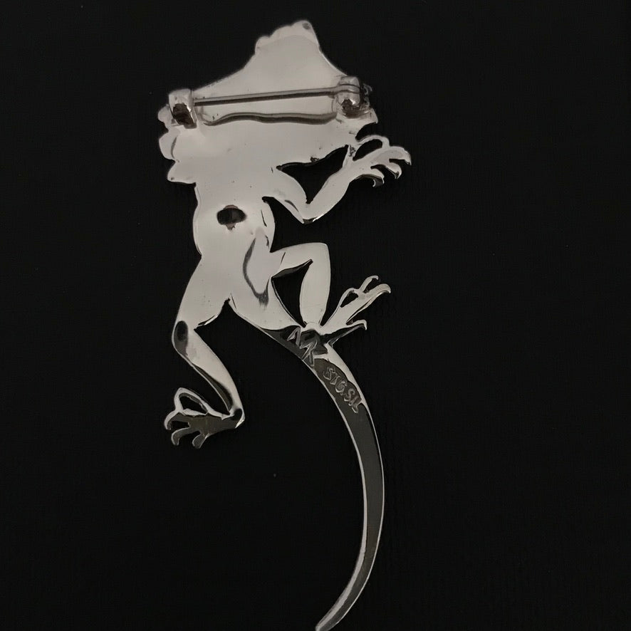 Frilly Lizard Brooch- sterling silver(solid) 55mm Aussie Souvenir, Australian Gift