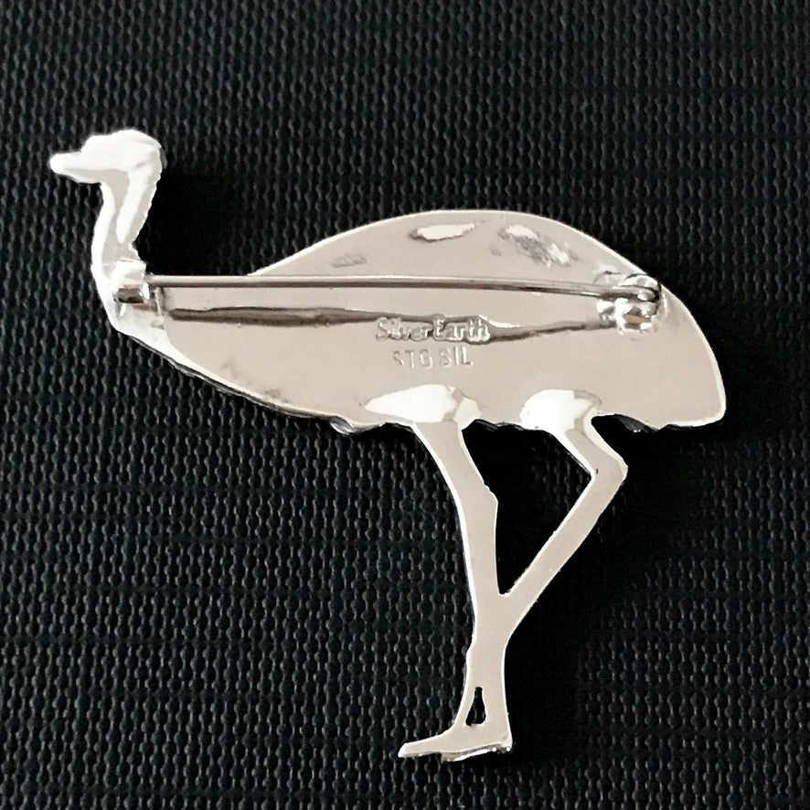 Emu Brooch - Sterling Silver 40mm