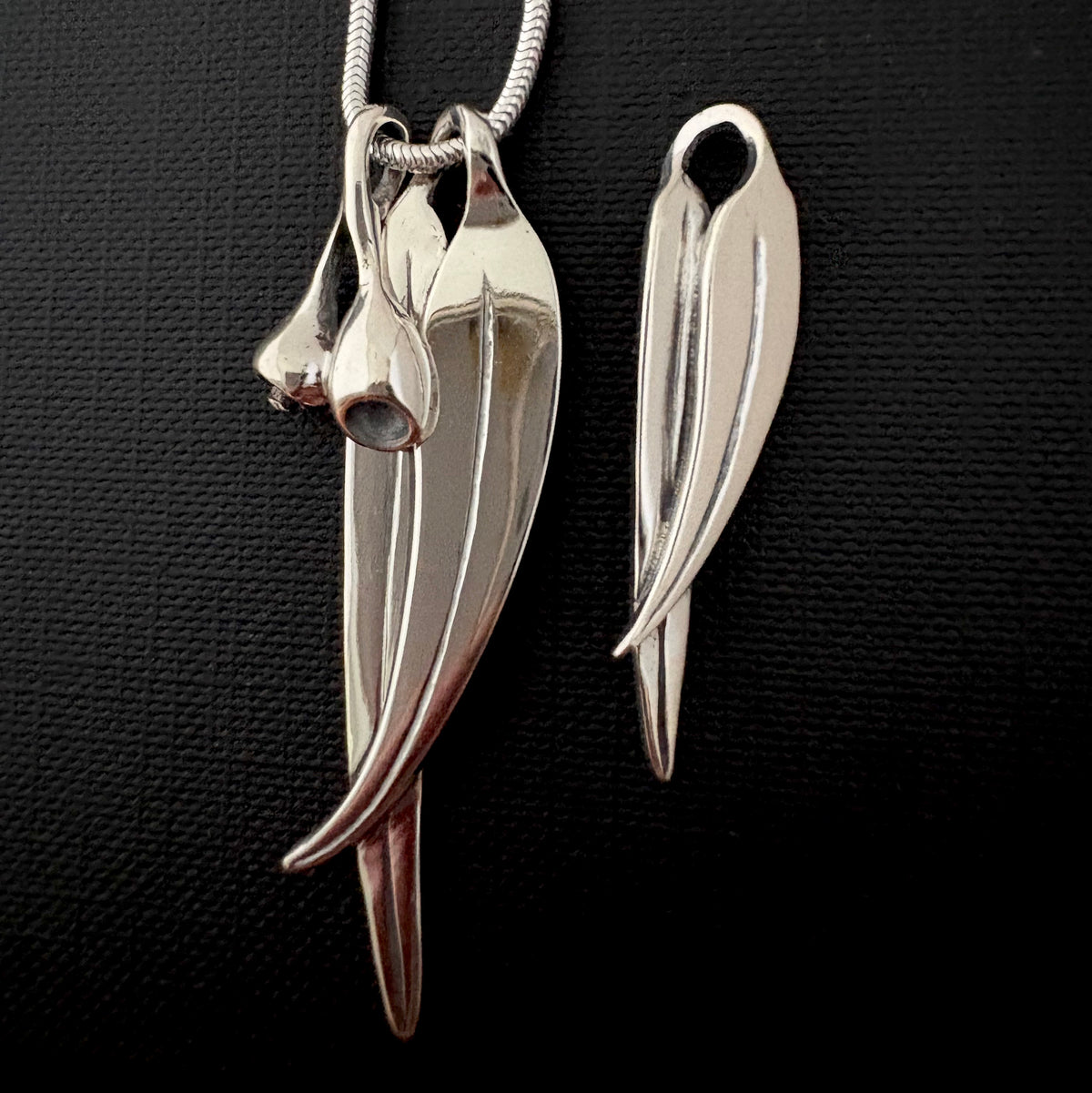 Gum nut and X-Large gum leaf pendant - Optional chains