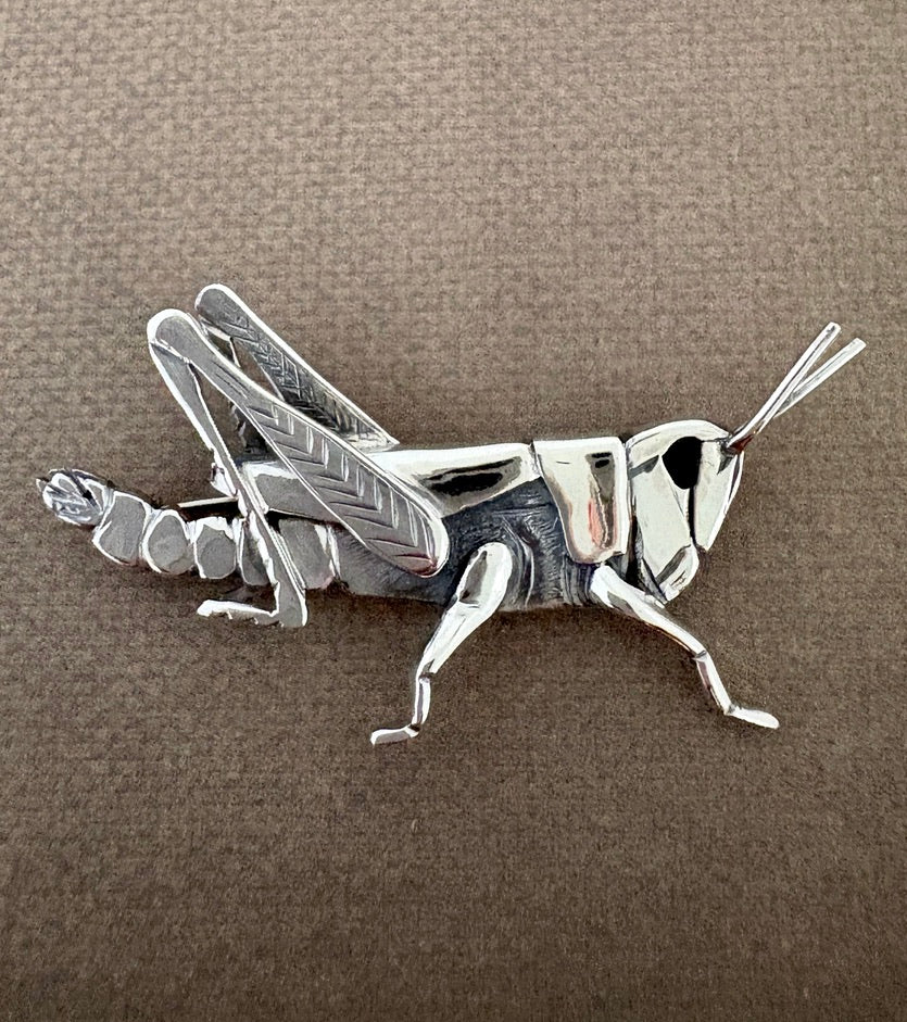 Grasshopper Brooch- Sterling Silver, one off piece