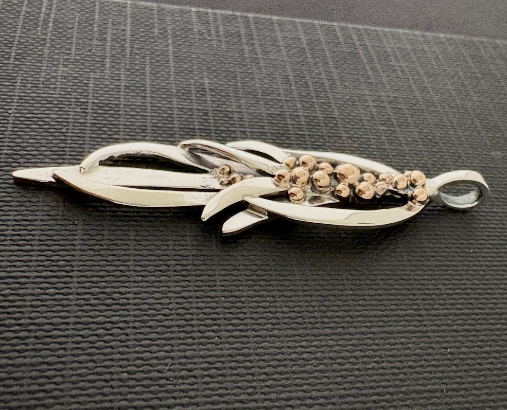 Wattle Necklace - 9ct gold and sterling silver - One off piece Medium size  48mm