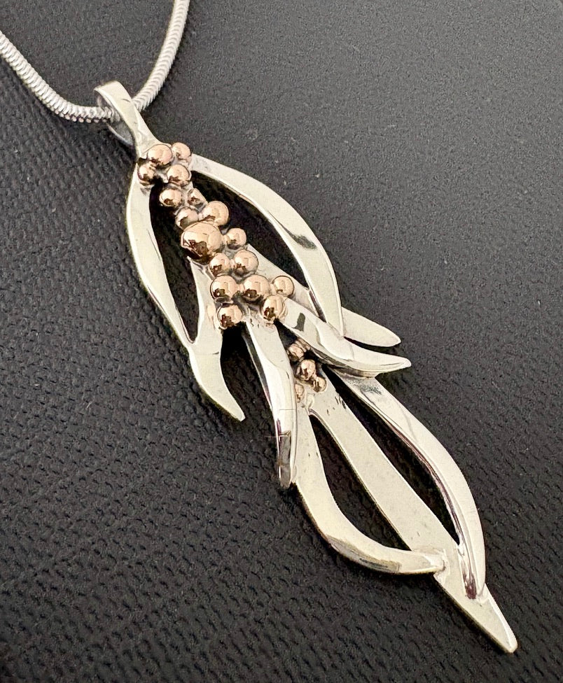 Wattle Necklace - 9ct gold and sterling silver - One off piece Medium size  48mm