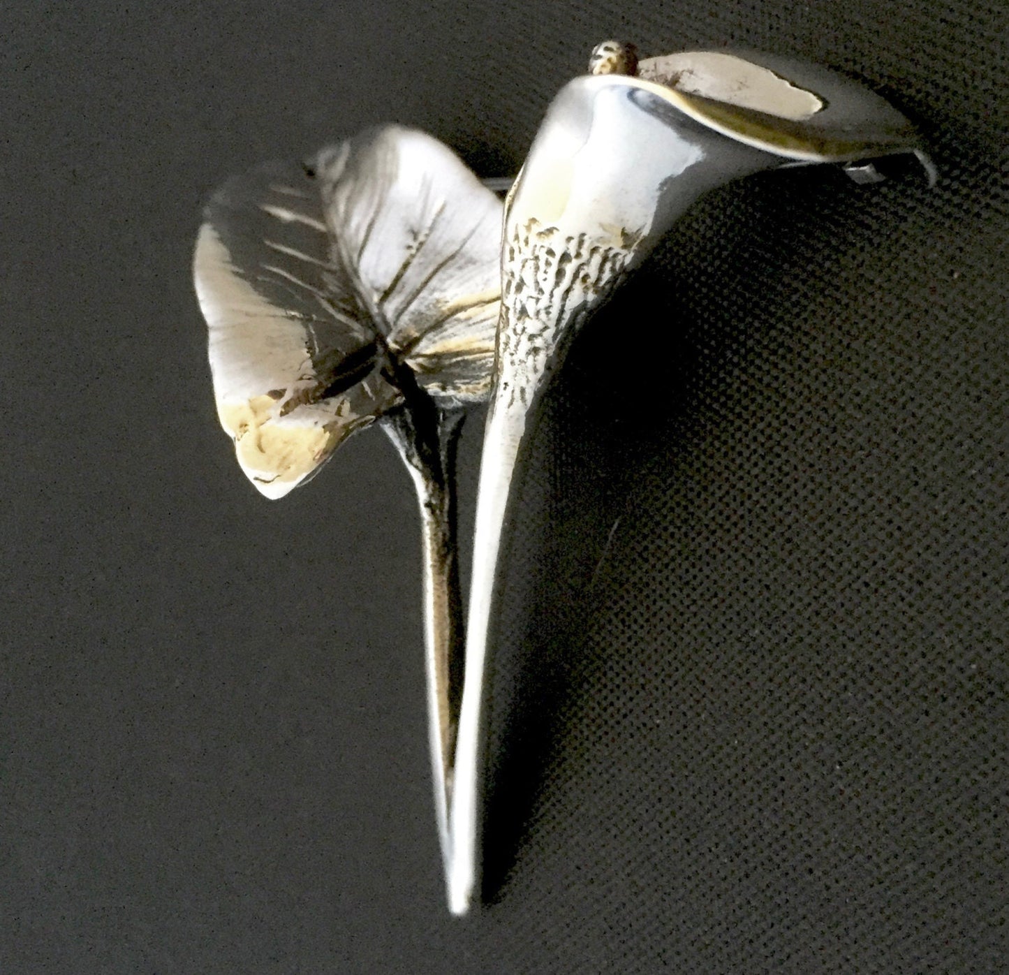 Lily Brooch- Large Arum Lily in Solid Sterling Silver