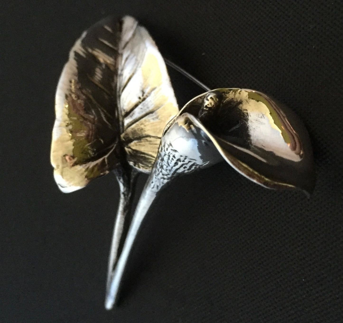 Lily Brooch- Large Arum Lily in Solid Sterling Silver