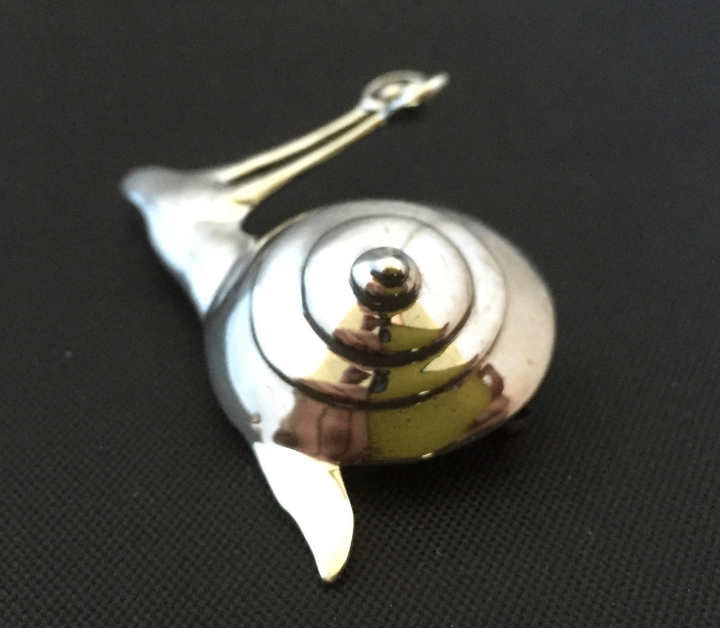 Snail Brooch- Large fun snail in Solid Sterling Silver