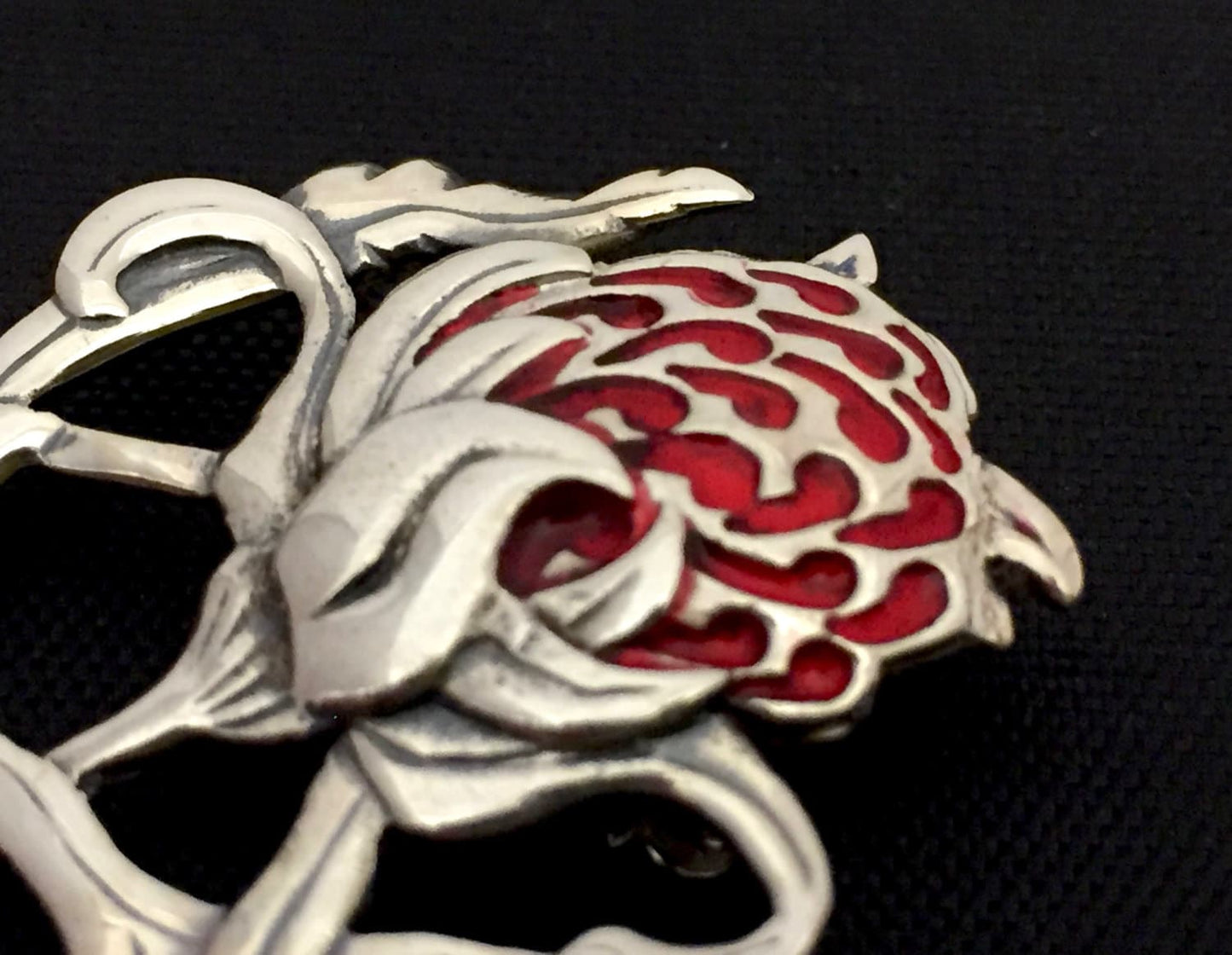 Large Waratah brooch- sterling silver, cold fill enamel