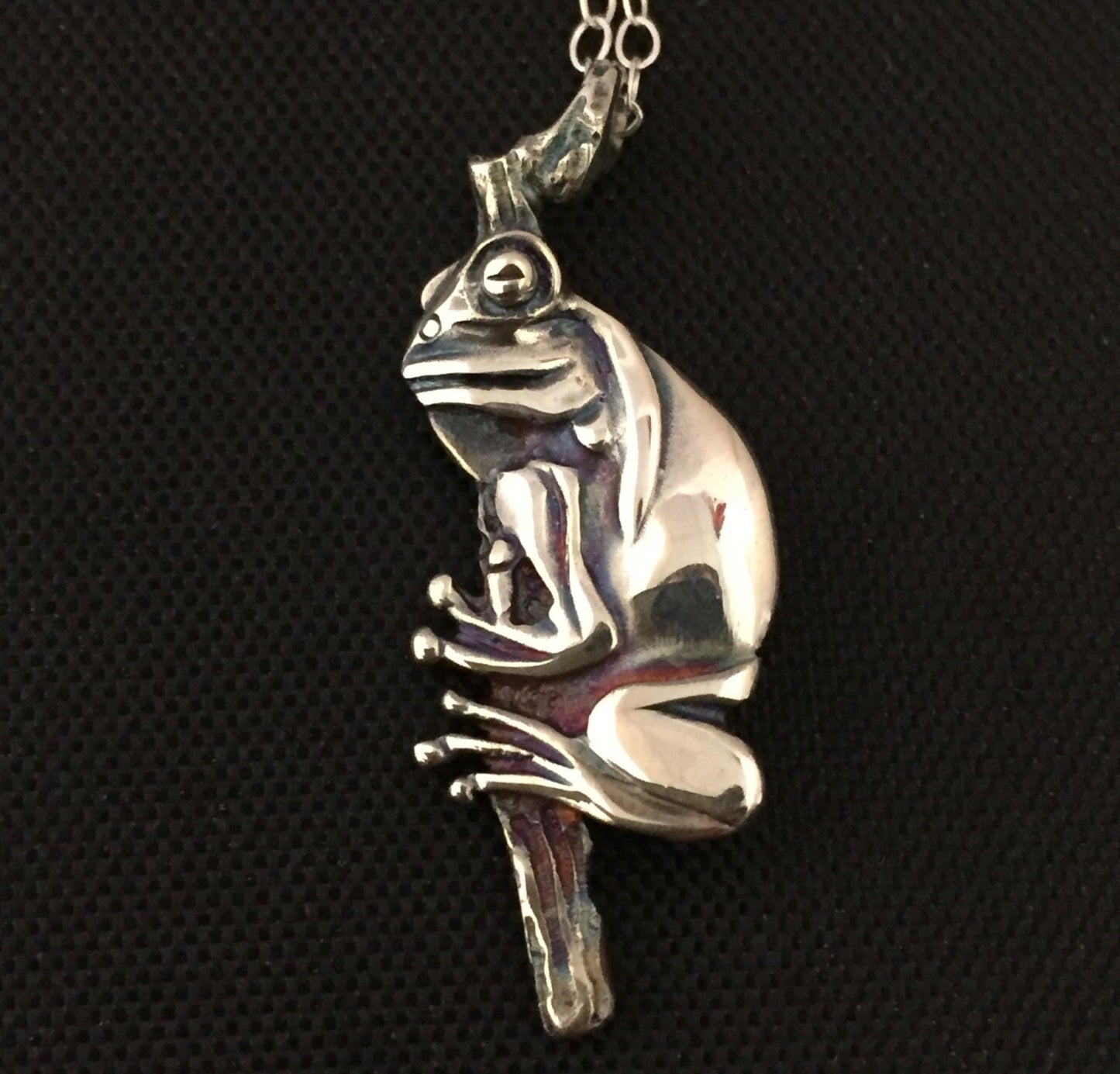 Frog Necklace - sterling silver 30mm on 45cm chain