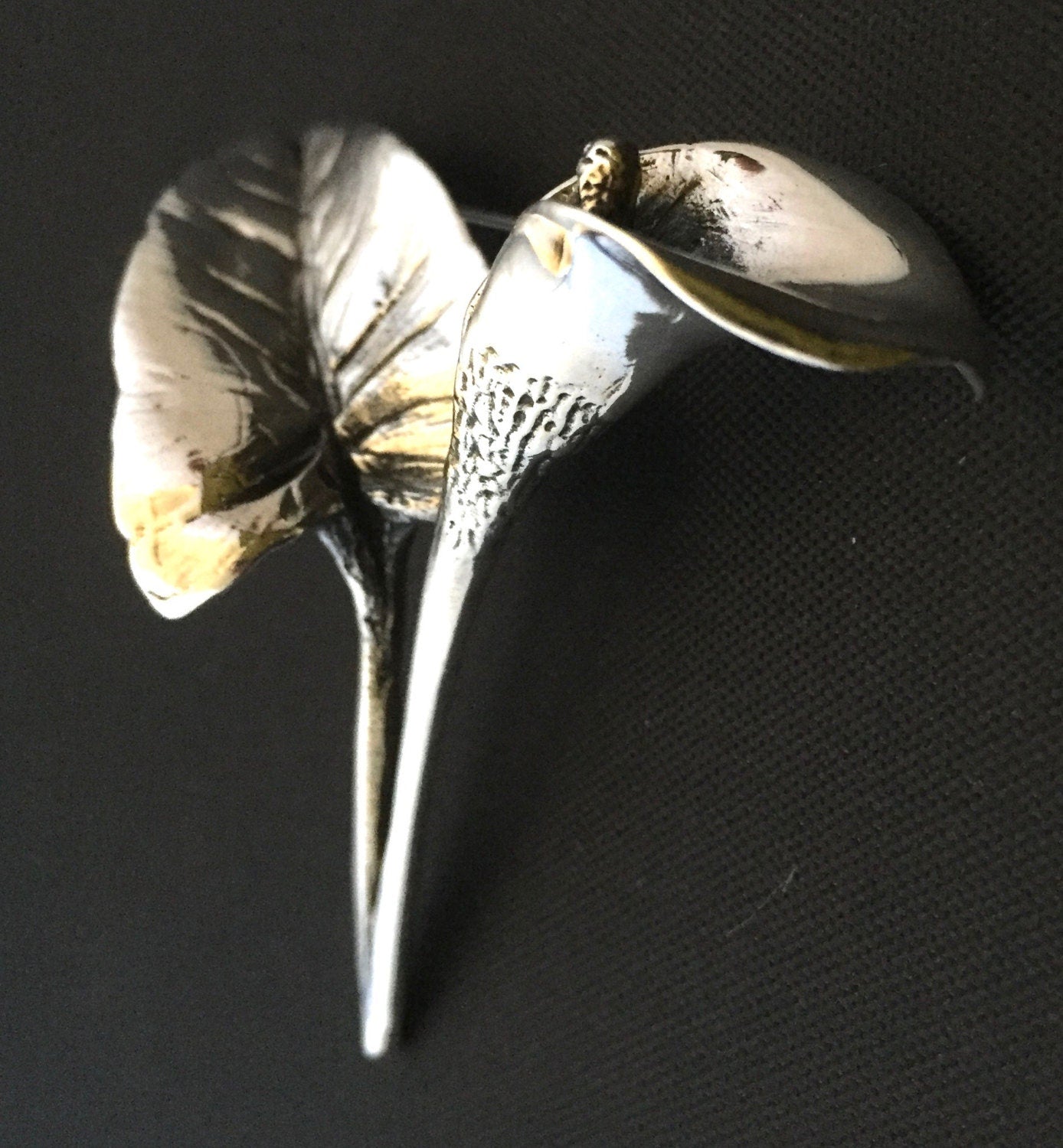 Lily Brooch- Large Arum Lily in Solid Sterling Silver