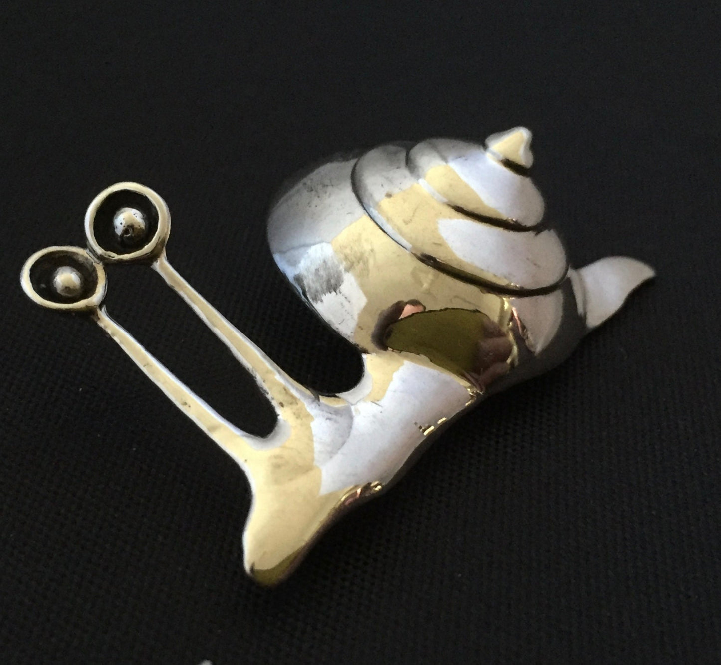 Snail Brooch- Large fun snail in Solid Sterling Silver