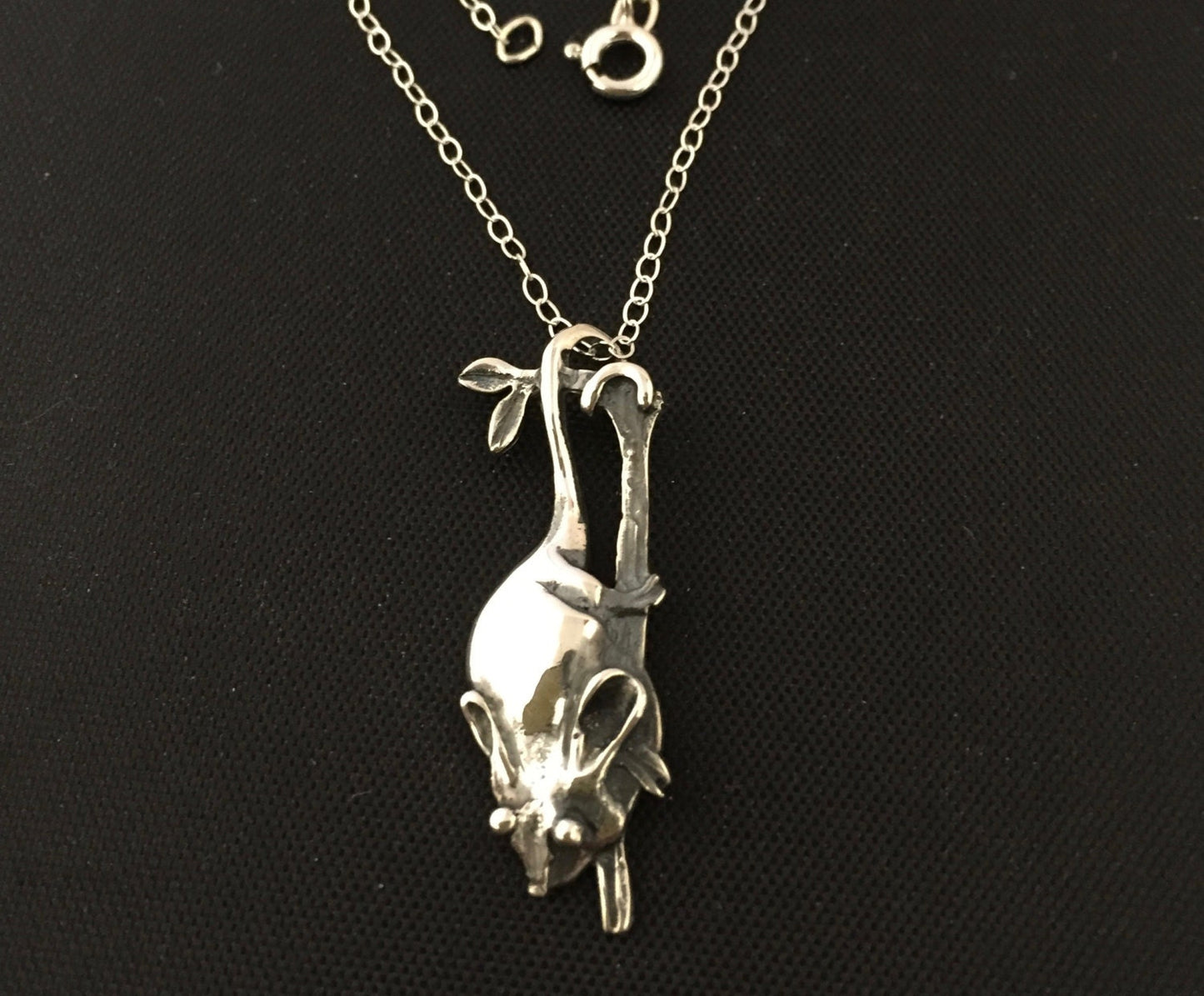 Possum Necklace - solid sterling silver 35mm on  45 or 55cm silver chain