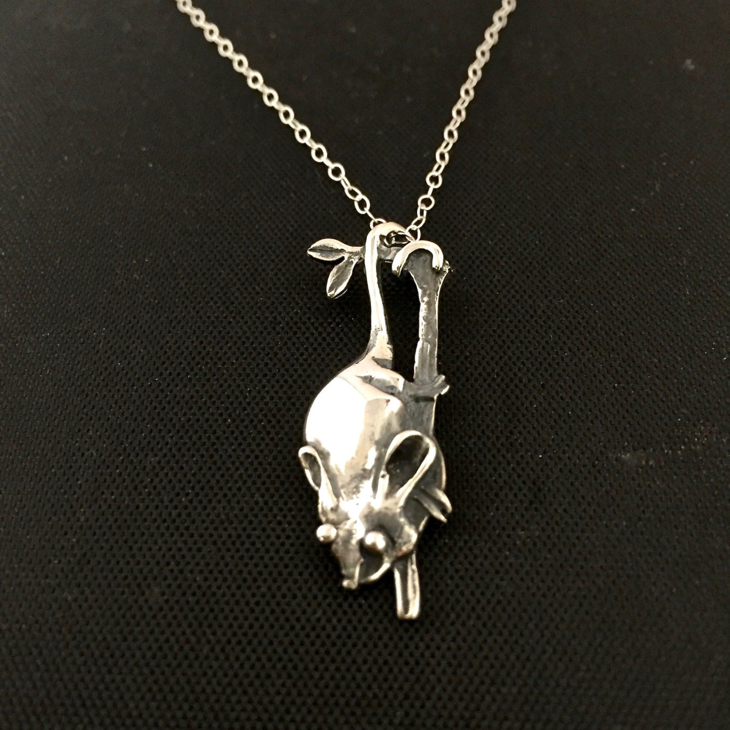 Possum Necklace - solid sterling silver 35mm on  45 or 55cm silver chain