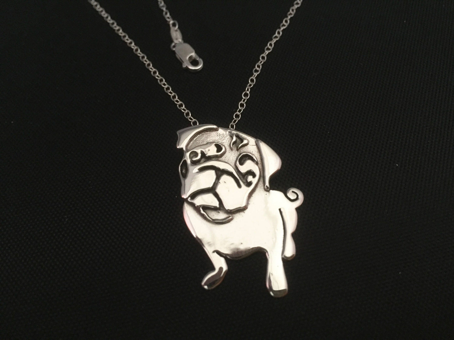 Pug Pendant - sterling silver