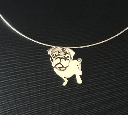 Pug Pendant - sterling silver