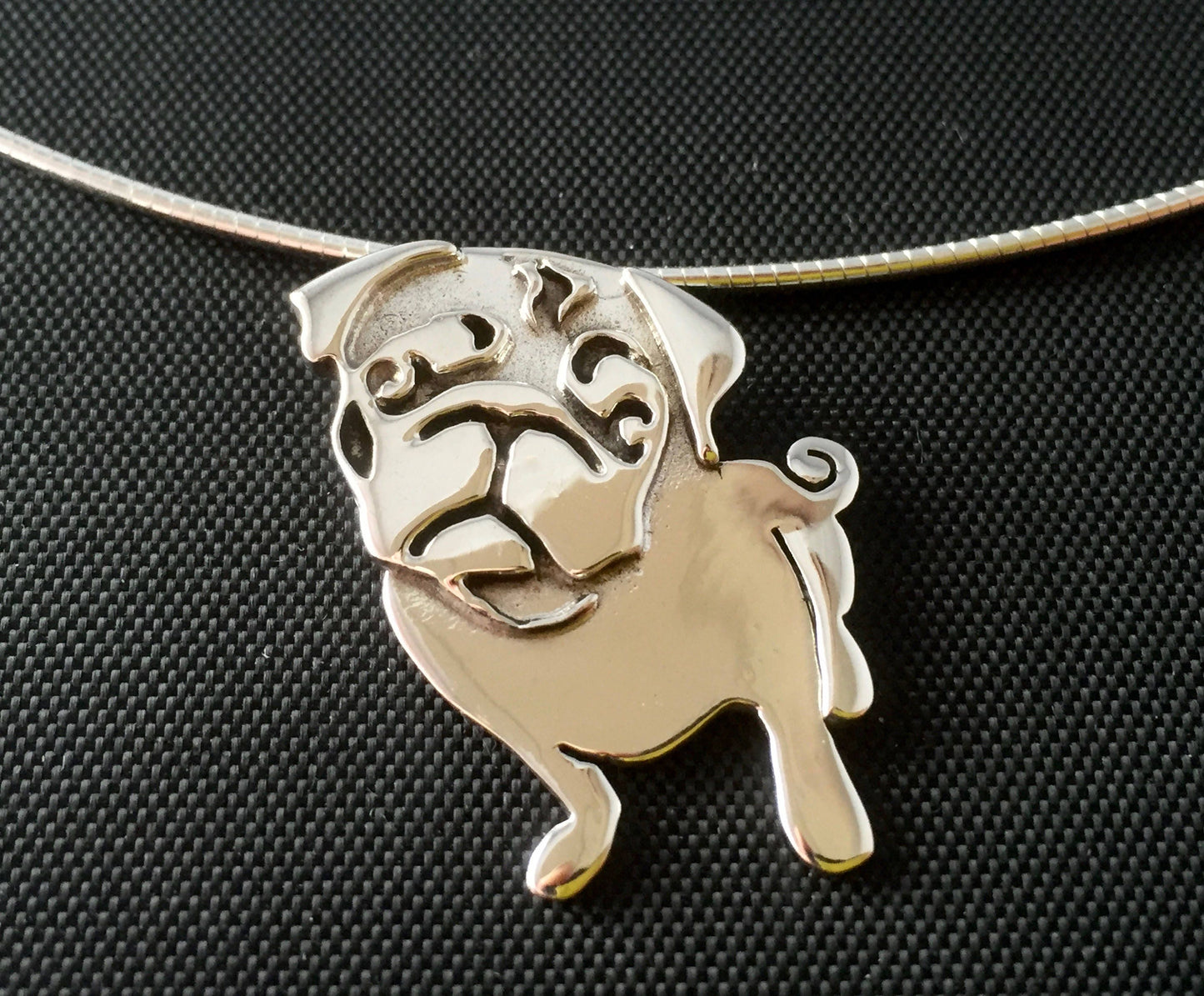 Pug Pendant - sterling silver