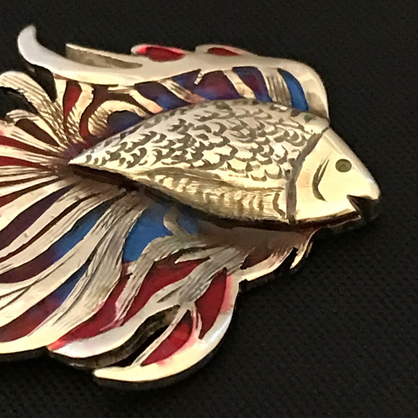 Siamese Fighting Fish Brooch- enamelled solid silver, fishing gift, diving gift, ocean gift