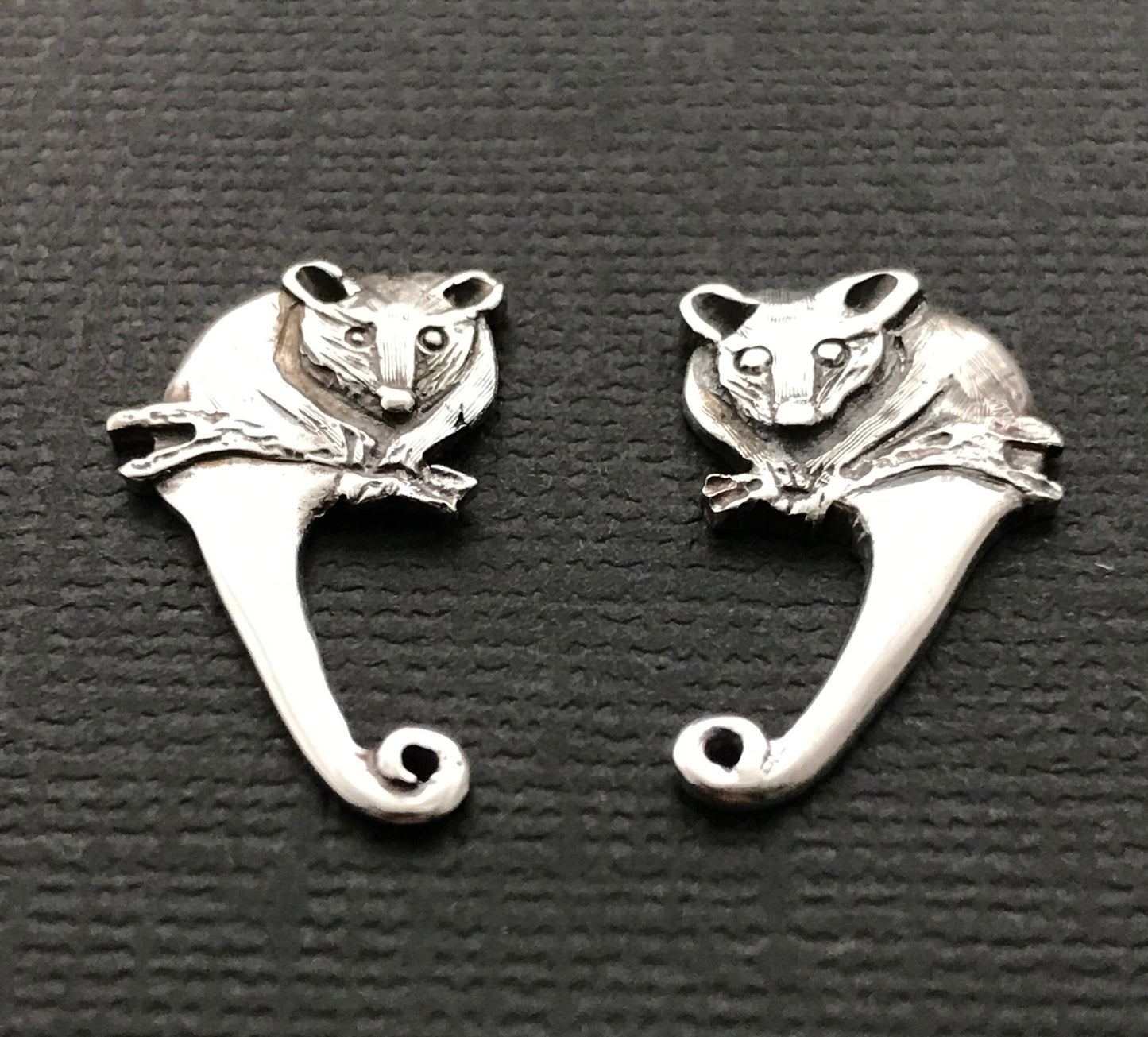 Possum stud earings - solid sterling silver 22mm