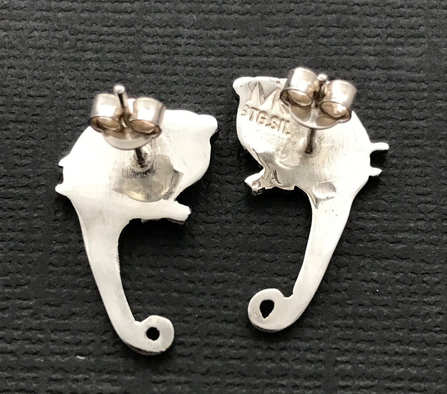 Possum stud earings - solid sterling silver 22mm