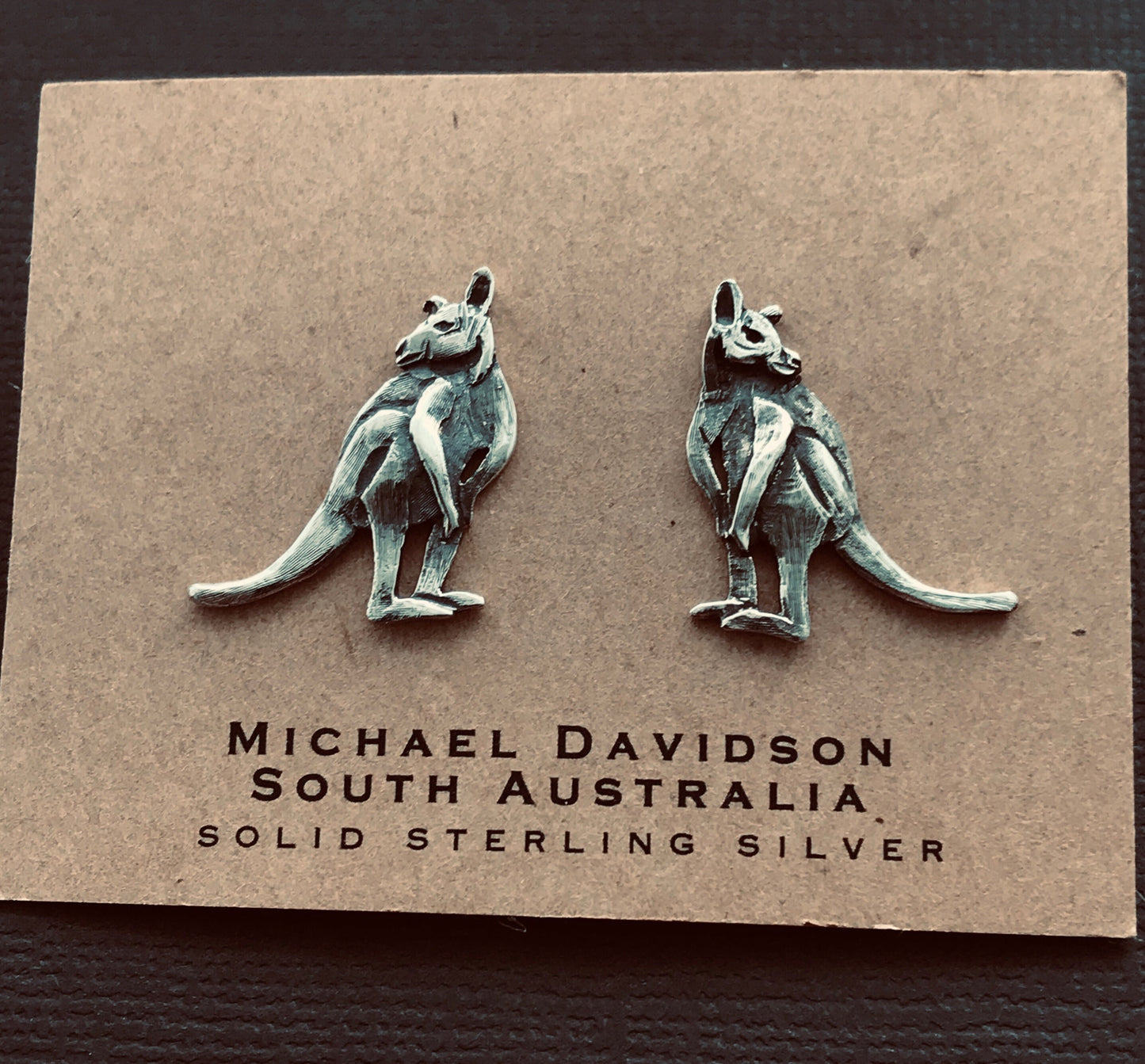 Kangaroo stud earings - sterling silver 22mm Aussie souvenir Australian gift