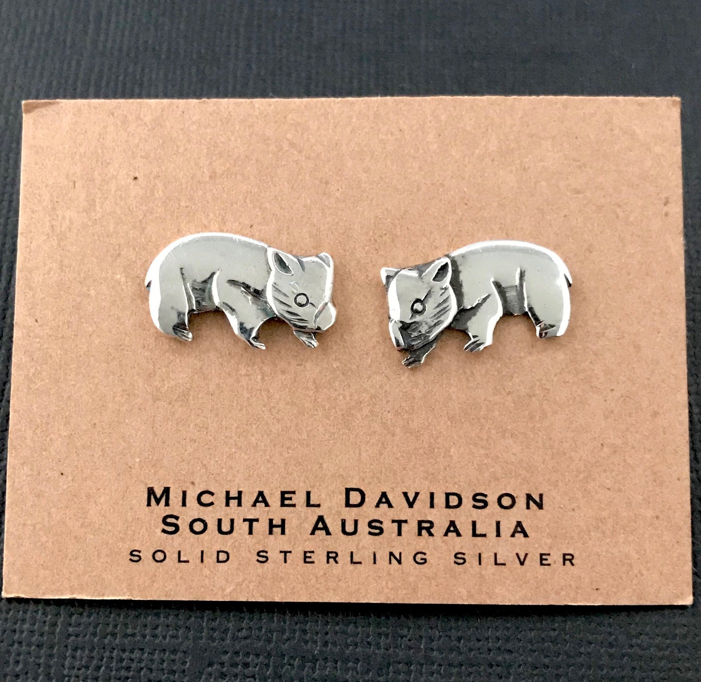 Wombat stud earings - sterling silver 18mm