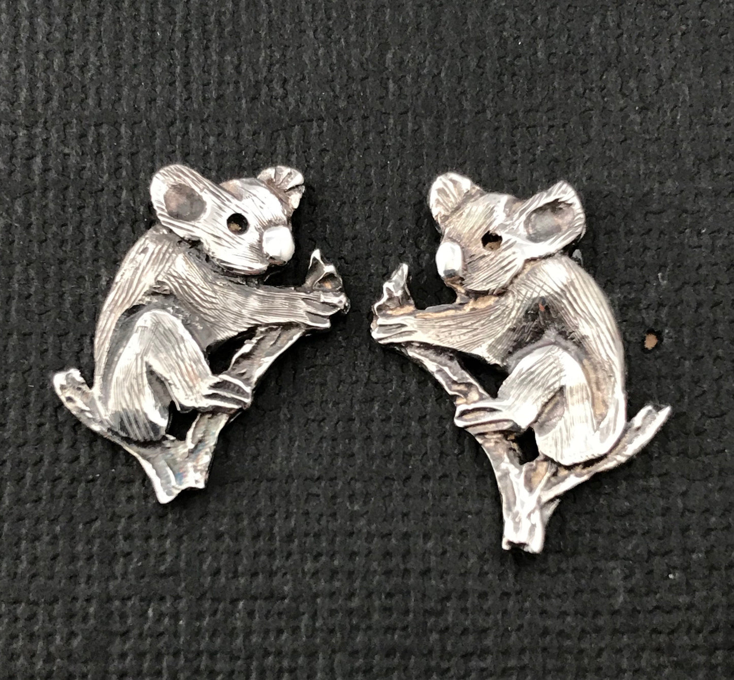 Koala stud earings - solid sterling silver 19mm Australian gift, Aussie souvenir