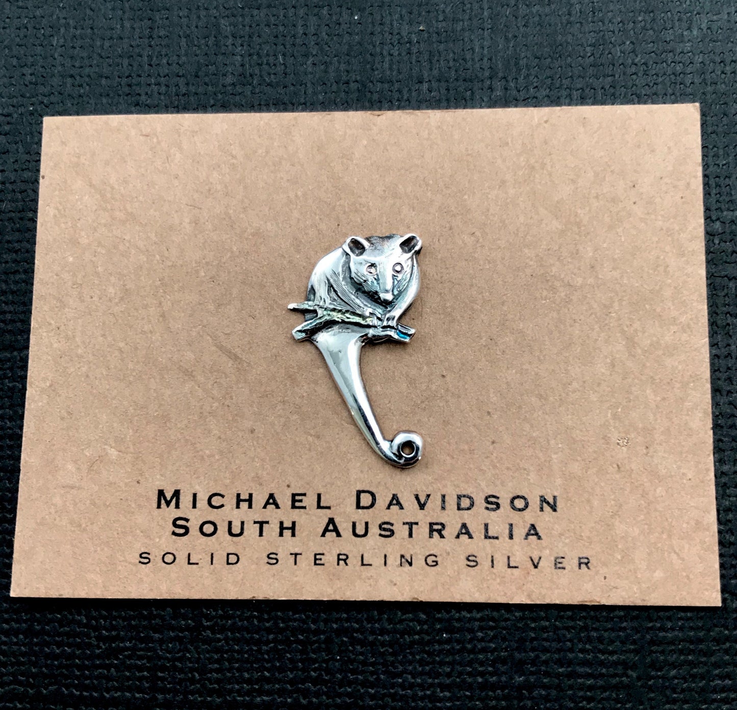 Possum pin - sterling silver 19mm