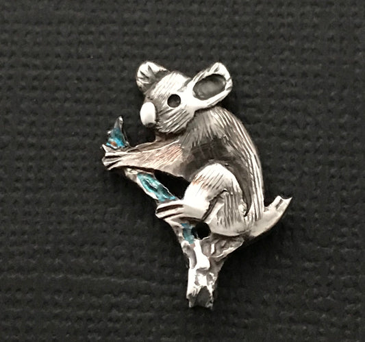 Koala pin - solid sterling silver 19mm