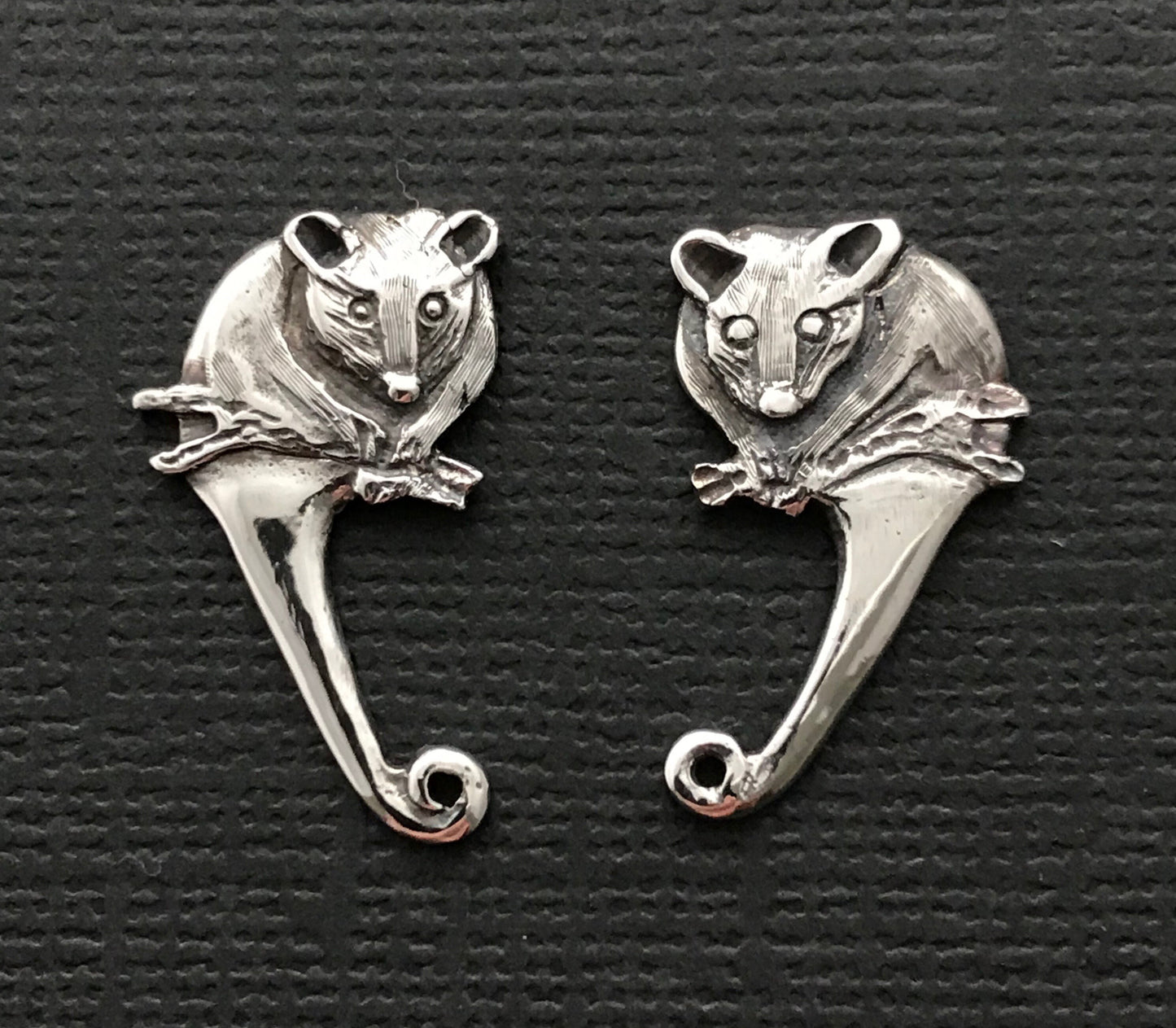 Possum stud earings - solid sterling silver 22mm