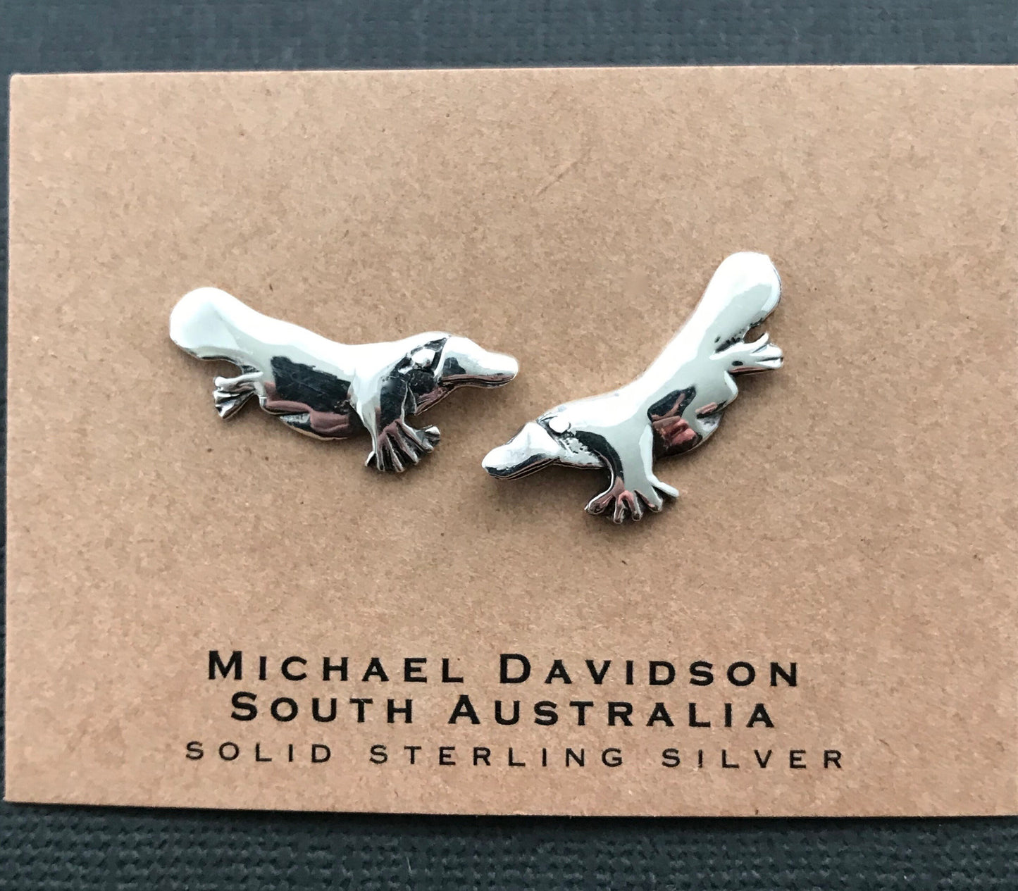 Platypus stud earings - sterling silver 22mm