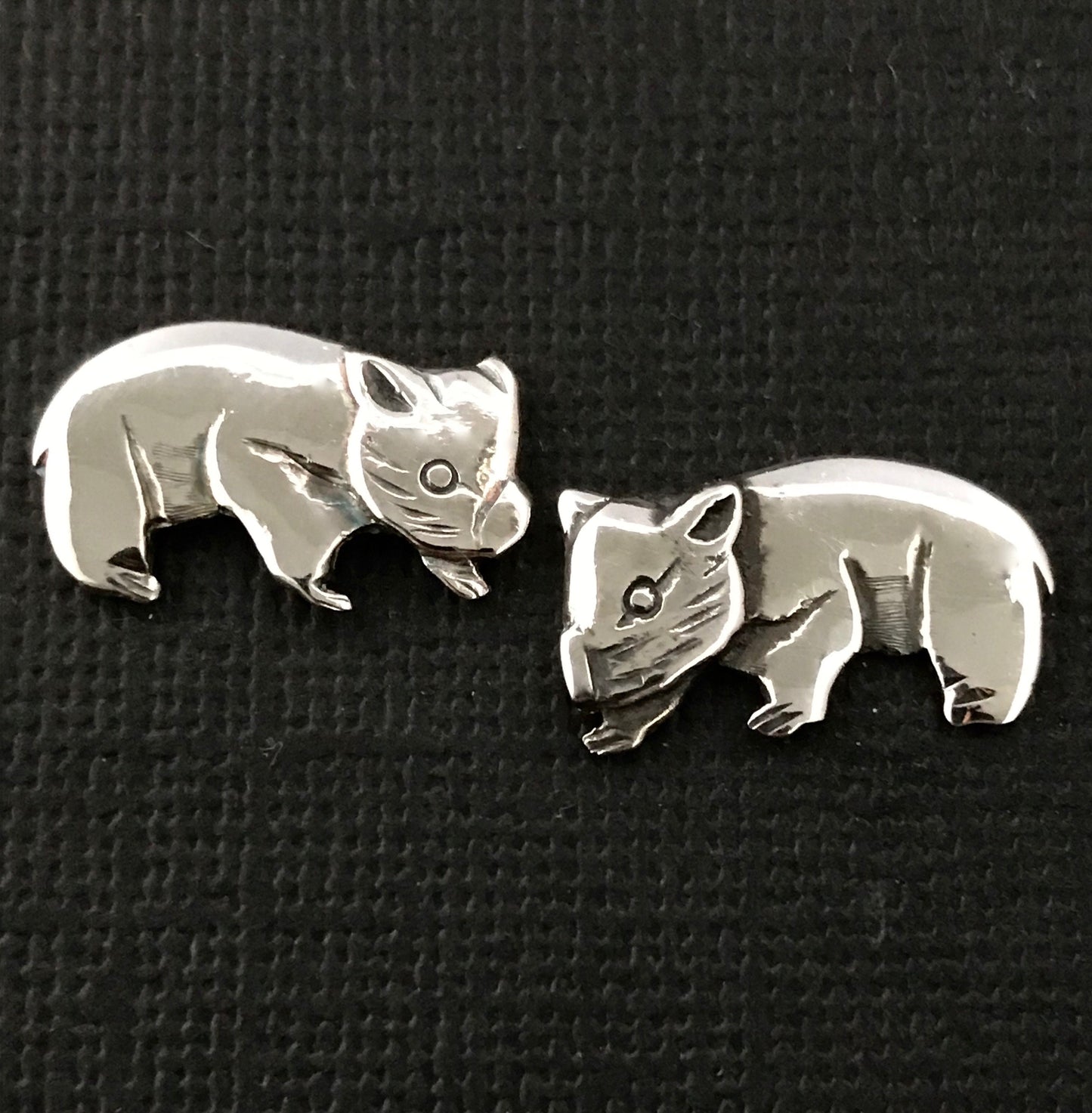 Wombat stud earings - sterling silver 18mm