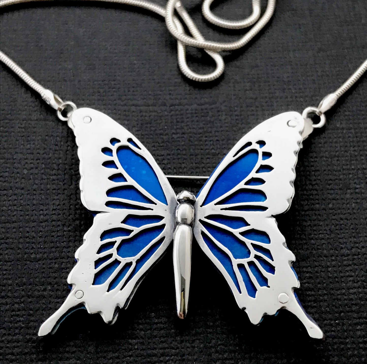 Large Ulysses Butterfly pendant/brooch- Sterling silver and Titanium