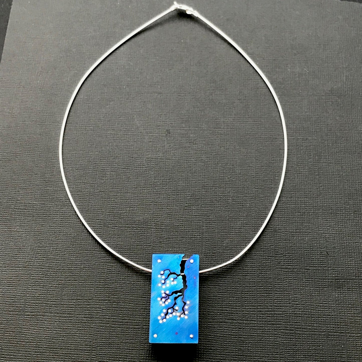 Blossom Pendant- Blue Titanium and silver