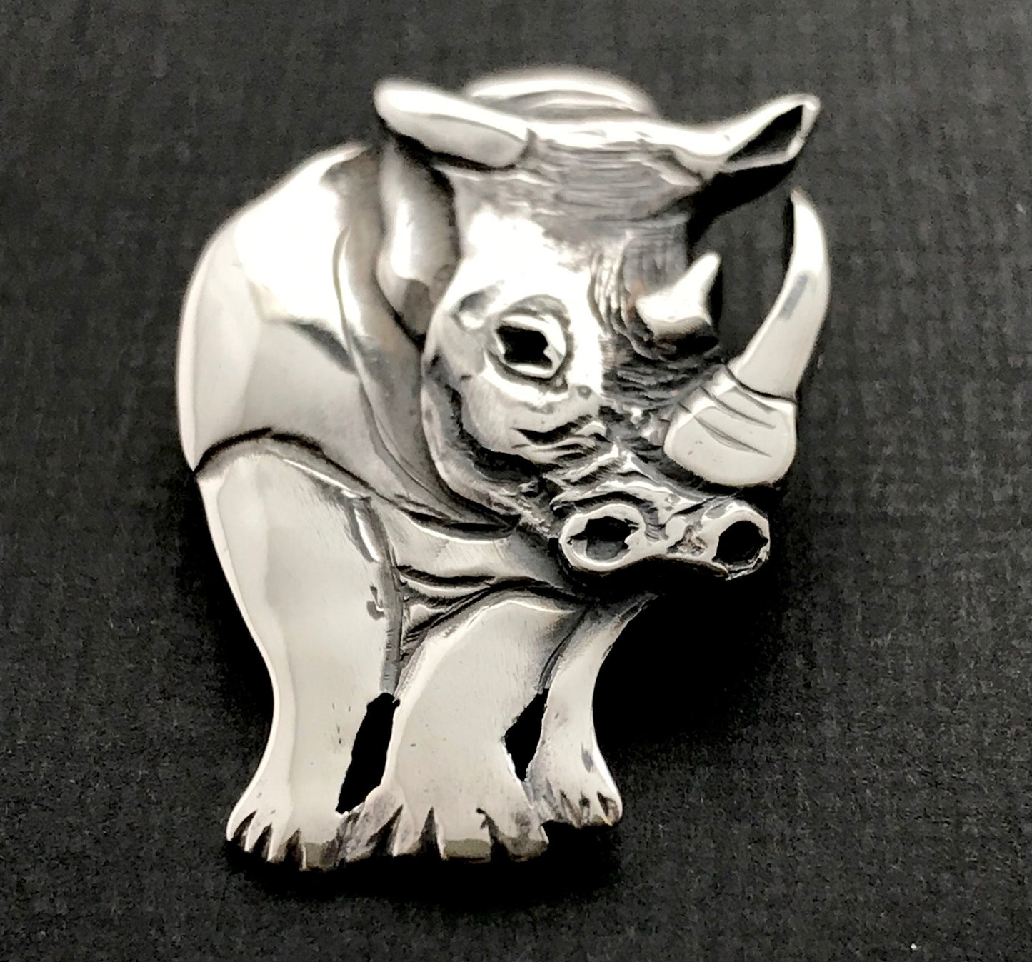 Rhino Brooch - sterling silver