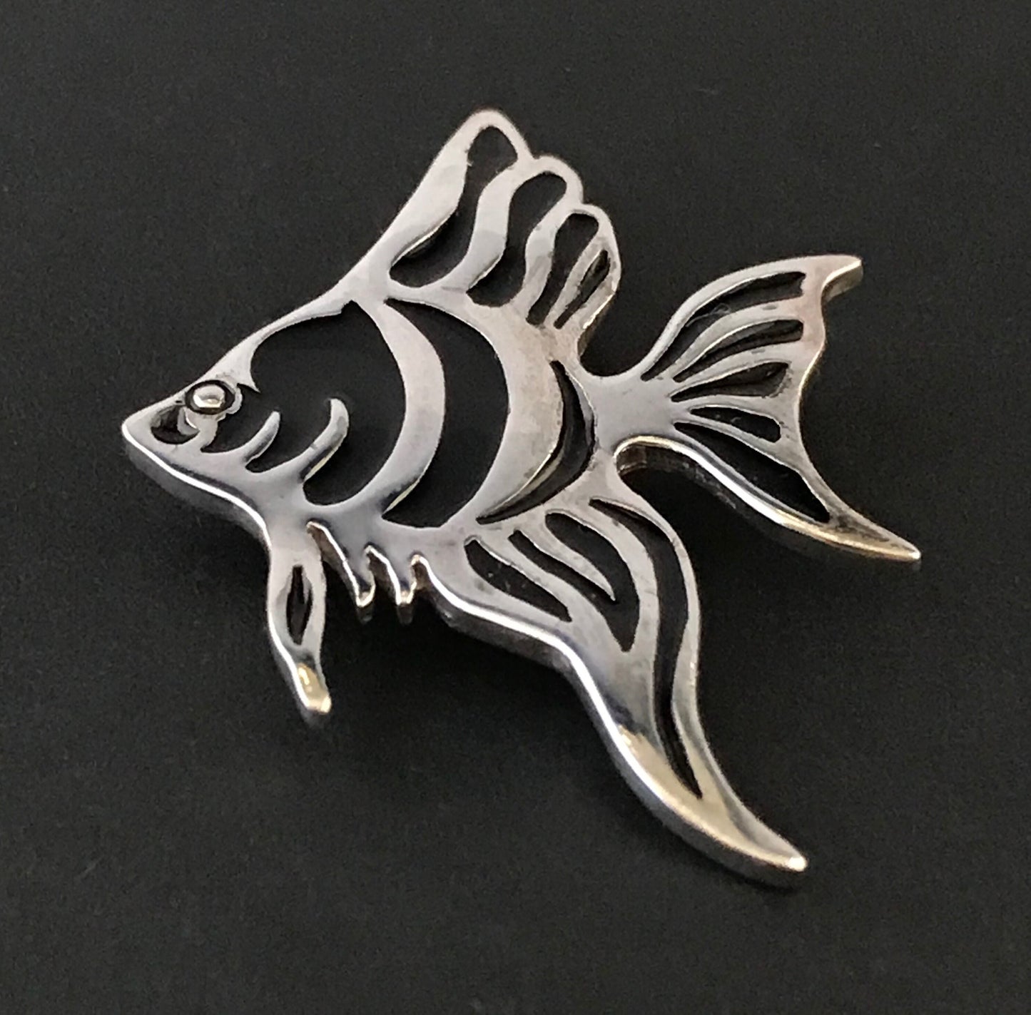 Angel Fish brooch- enamelled solid silver,   fishing gift, diving gift, ocean gift