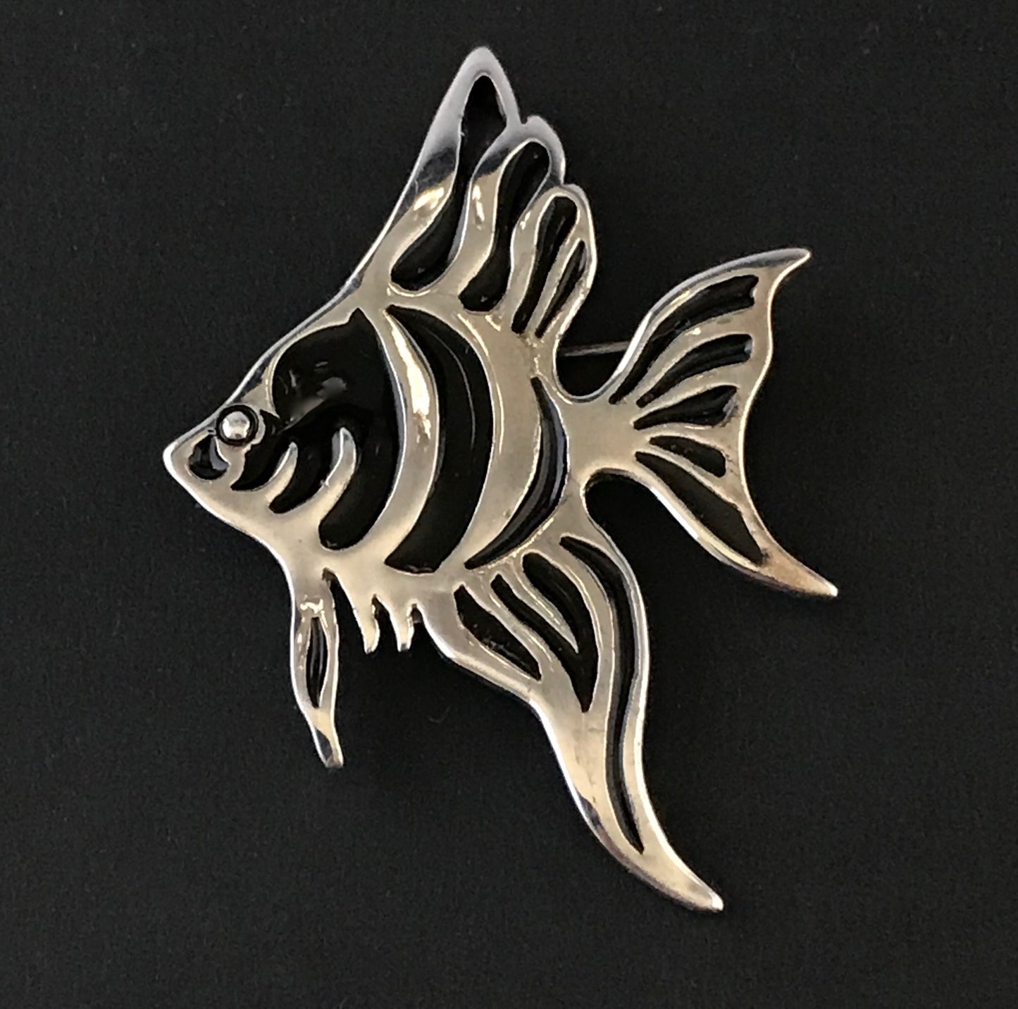 Angel Fish brooch- enamelled solid silver,   fishing gift, diving gift, ocean gift