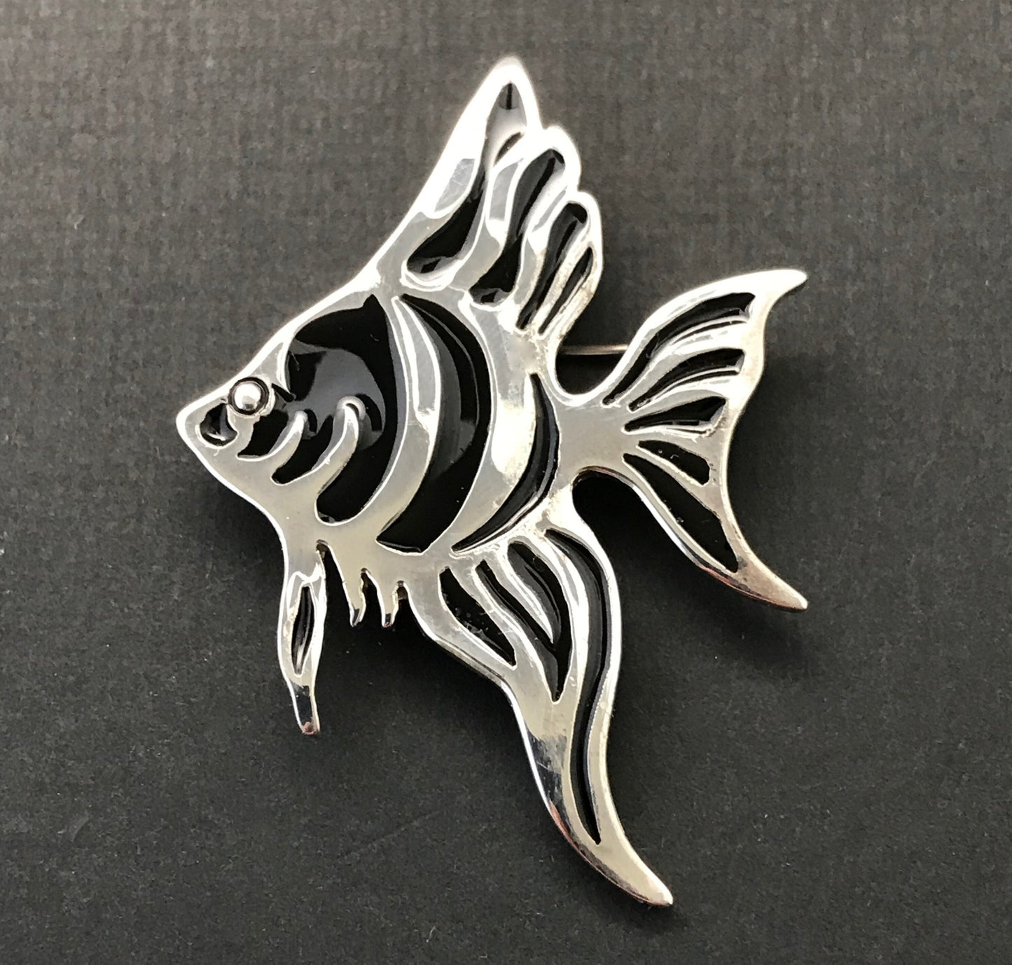 Angel Fish brooch- enamelled solid silver,   fishing gift, diving gift, ocean gift