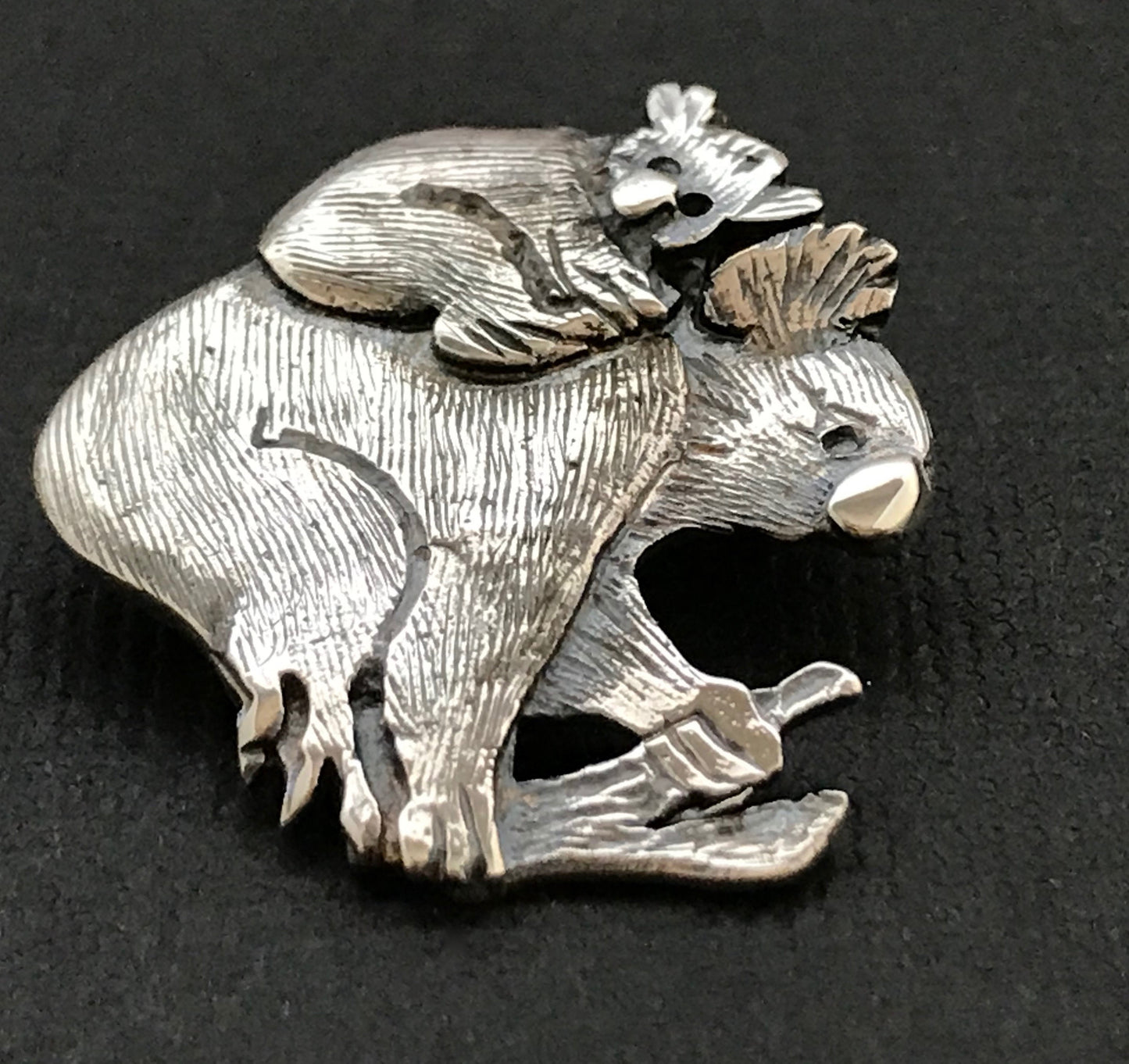 Koala and baby Brooch - Sterling Silver 25mm (Pat Hagan design)