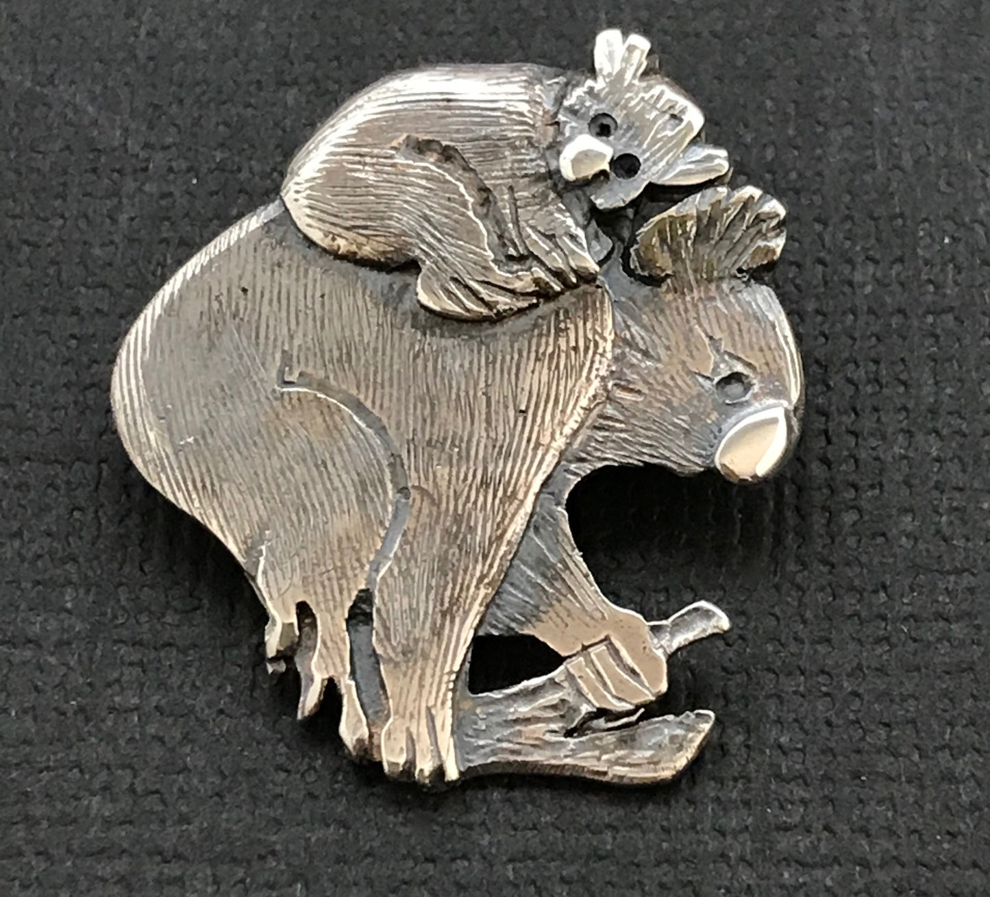 Koala and baby Brooch - Sterling Silver 25mm (Pat Hagan design)