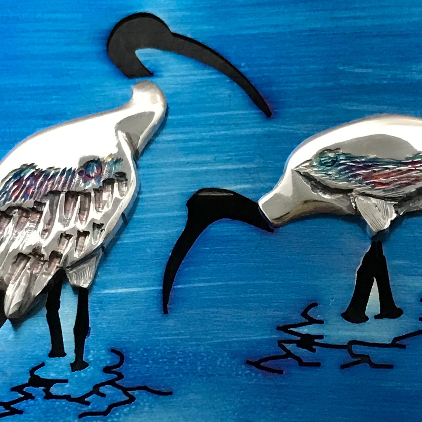 Waterbirds brooch- Sterling silver, titanium