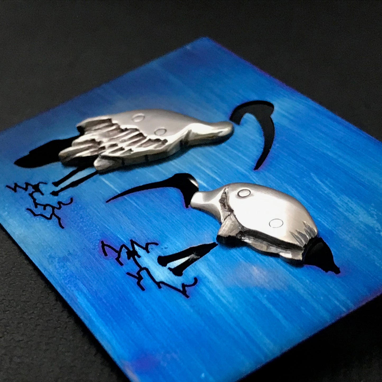 Waterbirds brooch- Sterling silver, titanium