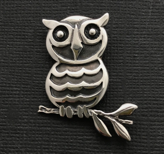 Owl Brooch- sterling Silver