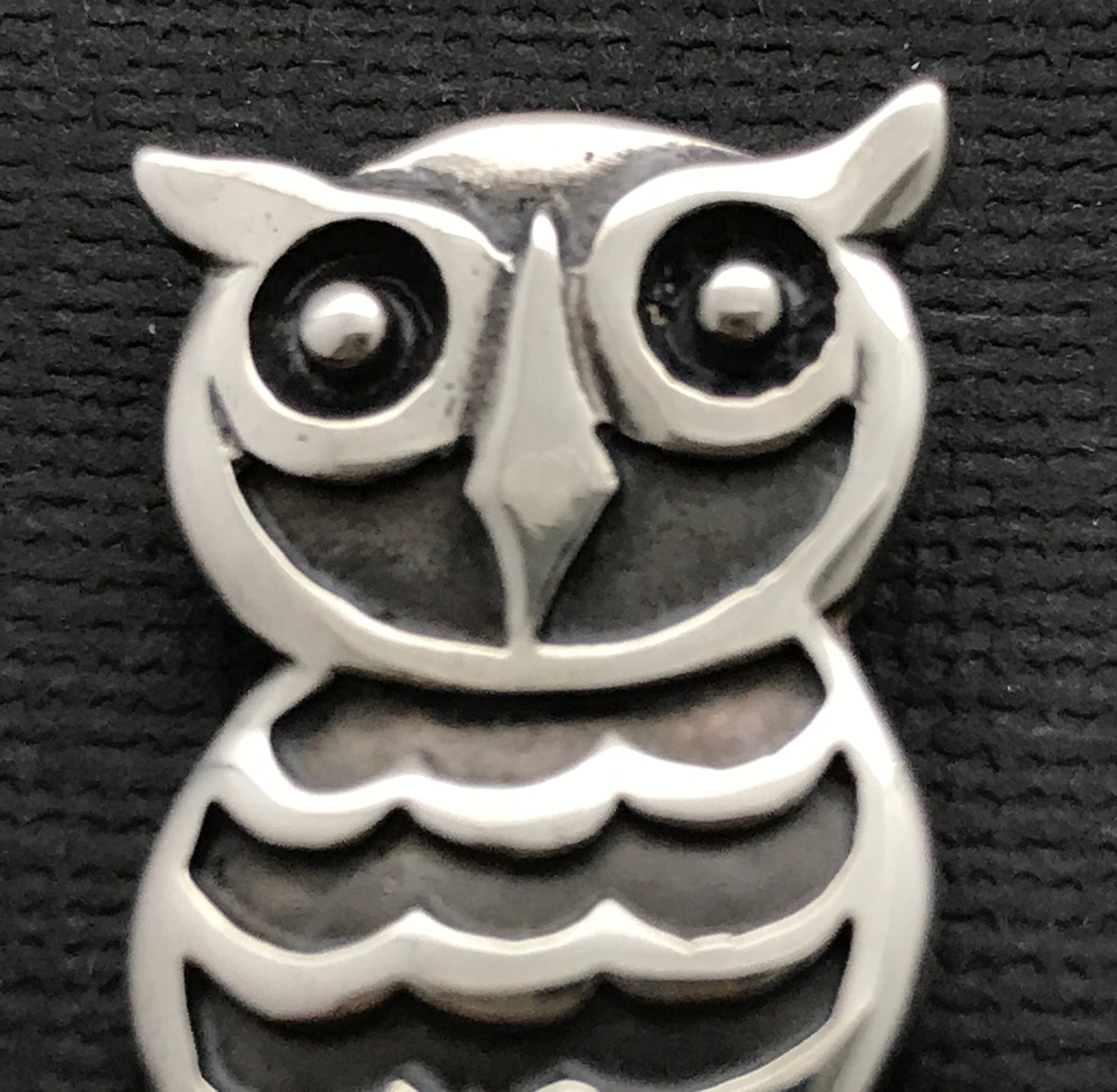 Silver owl outlet brooch