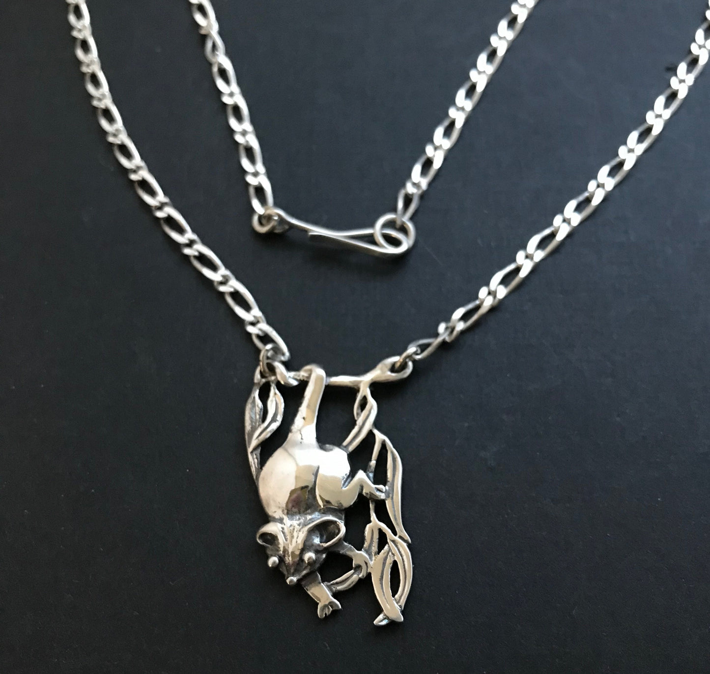 Possum Pendant - large sterling silver on figaro chain