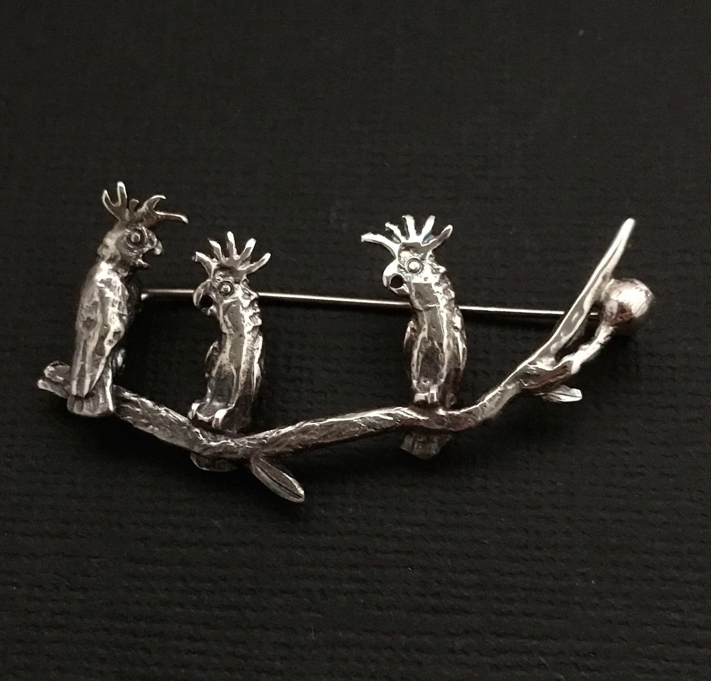 3 Cockatoos Brooch - solid Sterling Silver  Pat Hagan design