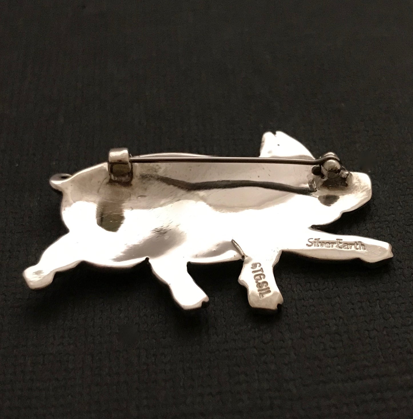 Pig Brooch- On The Trott - Sterling silver medium sized