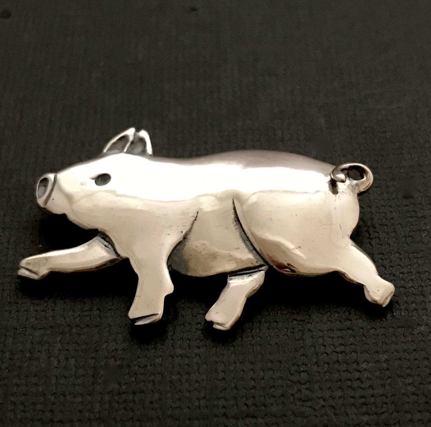 Pig Brooch- On The Trott - Sterling silver medium sized