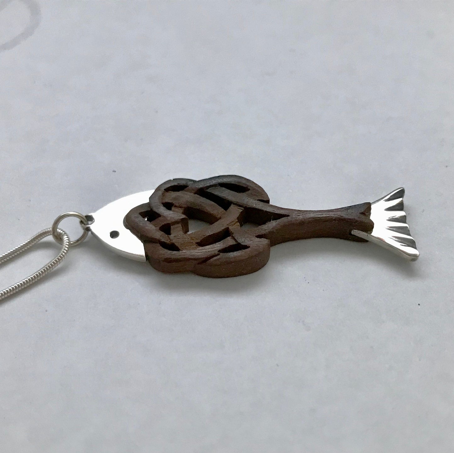 Celtic Fish Pendant - Blackwood and Silver