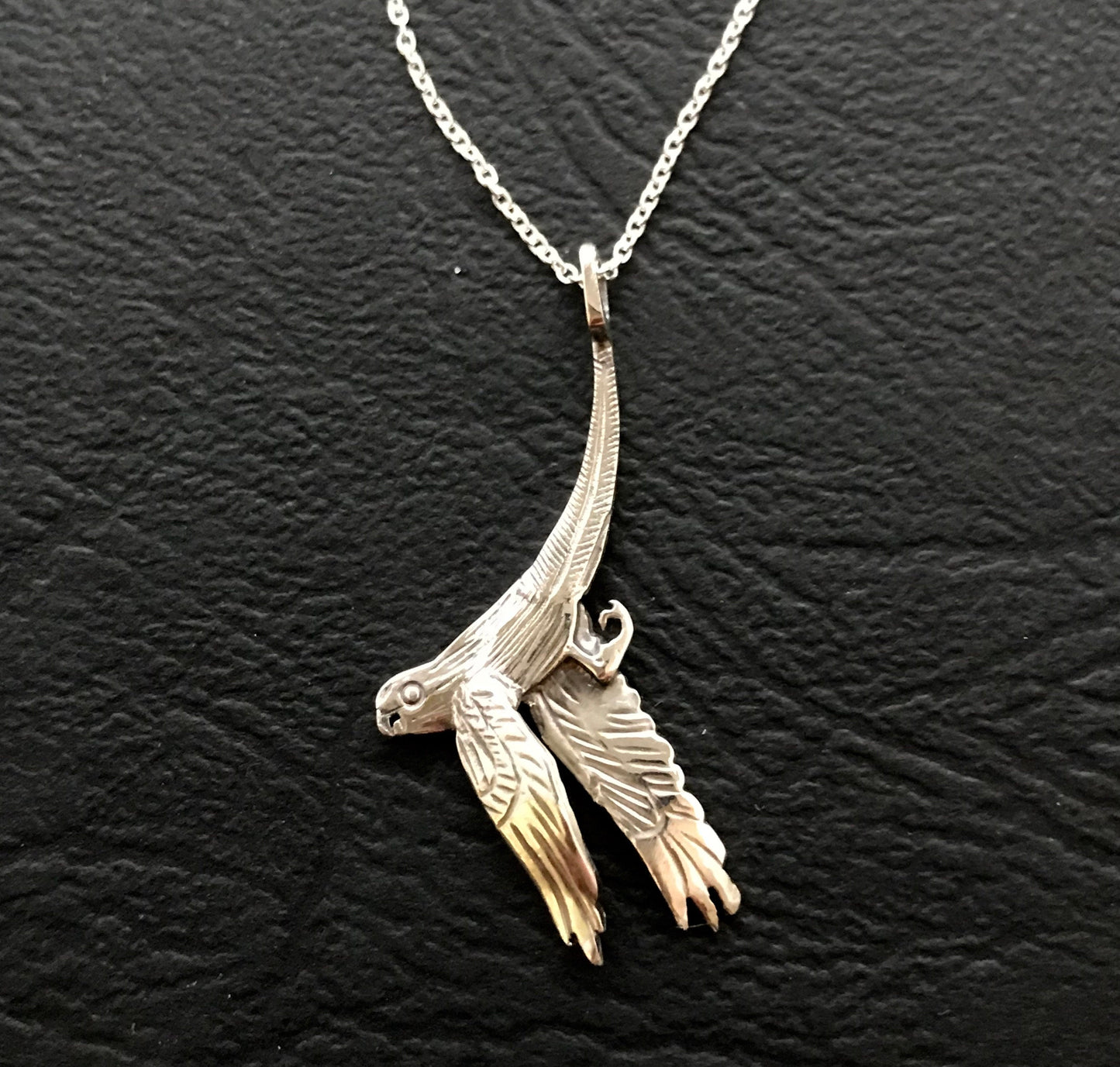 Parrot Necklace - sterling silver 33mm on 45 or 55cm chain